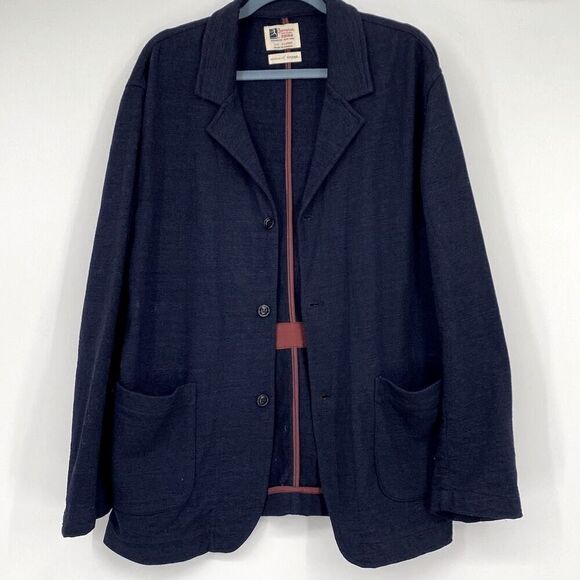 Champion Todd Synder XL  Men's Long Sleeve Cotton Knit Blazer Jacket Indigo Blue - Picture 1 of 16